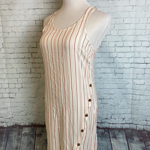 Tavik Gia Cover-Up Midi Dress Multi Stripe Button Detail XS Swim Vacation Boho - Picture 16 of 16